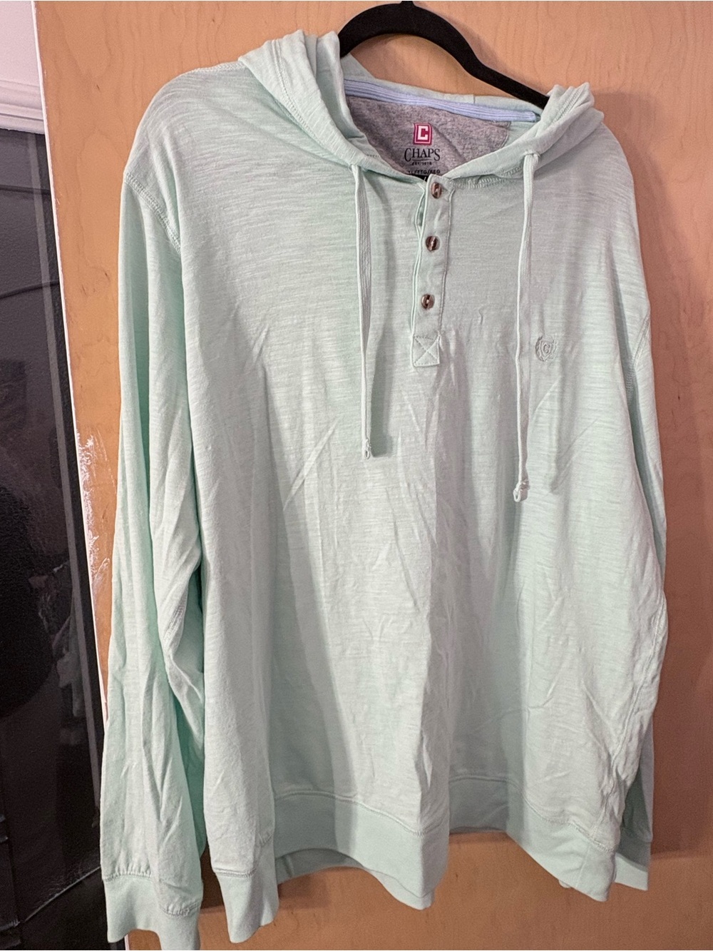Chaps Men's Mint Green Hooded Henley Pullover